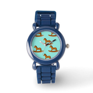 Raketend houten paard horloge