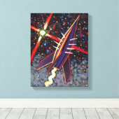 Raketgeleider Ster Canvas Afdruk (Insitu (Houten vloer))