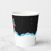Raketlancering in buitenruimtescheppen op zaterdag papieren bekers (Voorkant)