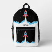 Raketlancering in Outer Space Kinder naam Bedrukte Rugzak (Voorkant)