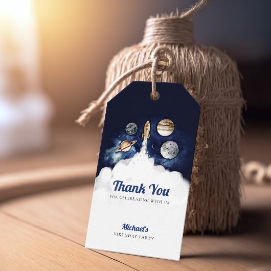 Raketplanken buitenruimte cadeaulabel