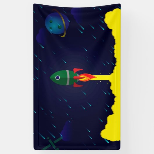 Raketruimteschip astrologie astronaut spandoek (Verticaal)