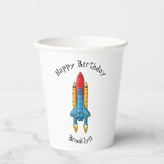 Raketscheepsillustratie cartoon papieren bekers (Voorkant)