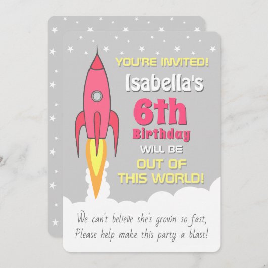 Raketschepen buitenruimtevaart uitnodiging (Voorkant / Achterkant)