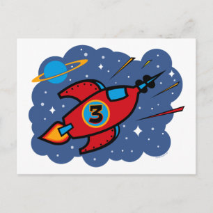Raketschip 3e verjaardag briefkaart