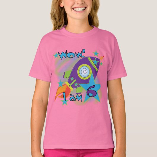 Raketschip 6e verjaardag Tshirts en geschenken (Voorkant)