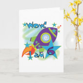 Raketschip 6e verjaardag Tshirts en geschenken Kaart (Gele Bloem)