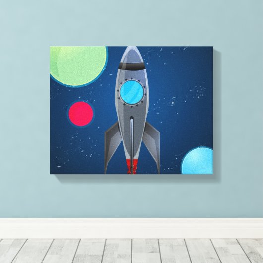 Raketschip buitenruimte canvas afdruk (Insitu (Houten vloer))