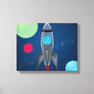 Raketschip buitenruimte canvas afdruk