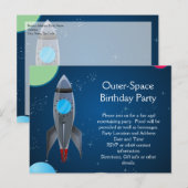 Raketschip buitenruimte uitnodiging briefkaart (Voorkant / Achterkant)