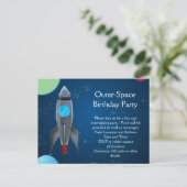 Raketschip buitenruimte uitnodiging briefkaart (Staand voorkant)