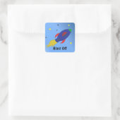 Raketschip dat de lucht in schiet vierkante sticker (Tas)