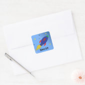 Raketschip dat de lucht in schiet vierkante sticker (Envelop)