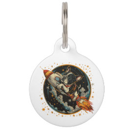 Raketschip Franse Bulldog Astronaut Huisdierpenning
