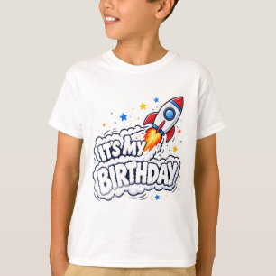 Raketschip 'Het is mijn verjaardag' Ruimtekinderen T-shirt