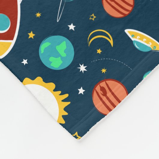 Raketschip ruimte patroon Space Planets Custom Fleece Deken (Hoek)