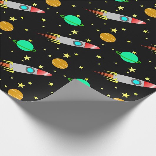 Raketten, Asteroïden en Planten in de ruimte Cadeaupapier (Hoek)