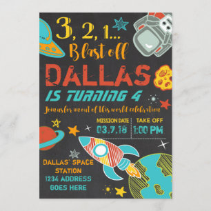 Raketuitnodiging voor ruimtevaart op zaterdag kaart