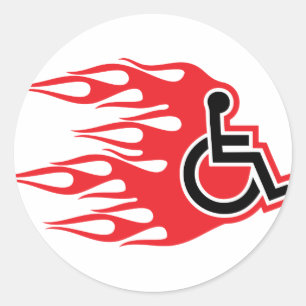 Raketvlammen voor rolstoelen ronde sticker