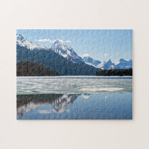 Rakkerbergen reflectie in het meer van Maligne Legpuzzel