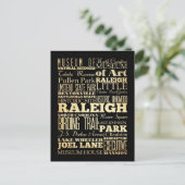 Raleigh City of North Carolina State Typography Briefkaart (Staand voorkant)