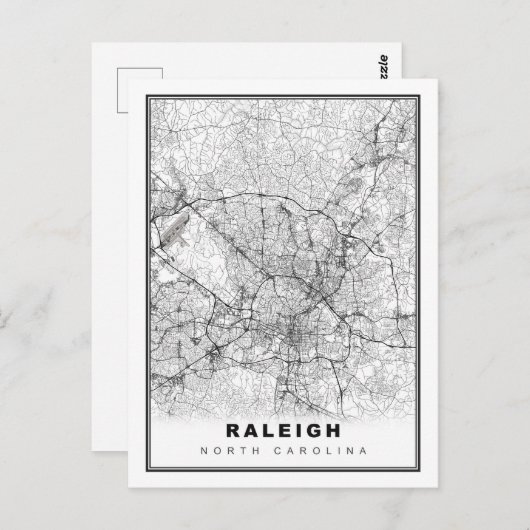 Raleigh Map Briefkaart (Voorkant / Achterkant)