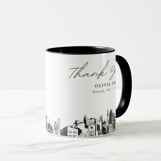 Raleigh Mariage Simple Custom Coffee Mug (Devant droit)