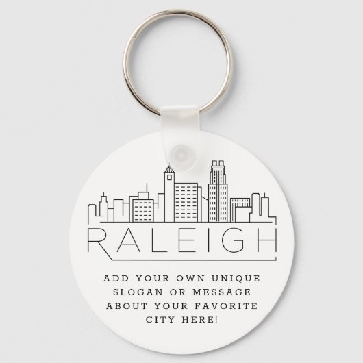 Raleigh, NC gestileerde Skyline | Aangepaste sloga Sleutelhanger (Voorkant)