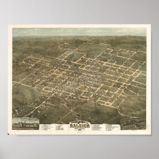 Raleigh North Carolina  1872 Map Poster (Voorkant)