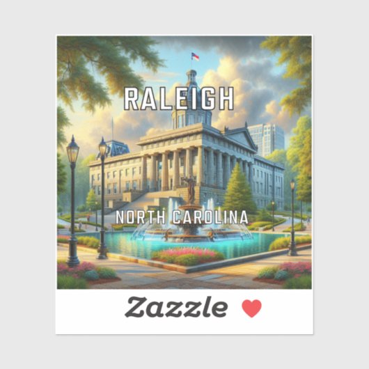 Raleigh North Carolina 3 inch Vinyl Sticker (Vel)