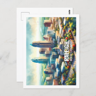 Raleigh North Carolina Beroemde Reizen waterverf Briefkaart