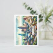 Raleigh North Carolina Beroemde Reizen waterverf Briefkaart (Staand voorkant)