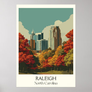 Raleigh North Carolina  City Skyline Herfst Poster