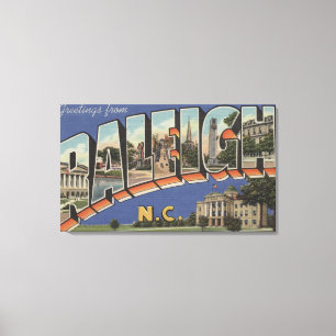 Raleigh, North Carolina - Grote letterscènes Canvas Afdruk