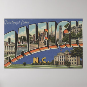 Raleigh, North Carolina - Grote letterscènes Poster