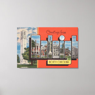 Raleigh, North Carolina - Large Letter Scenes 2 Canvas Afdruk