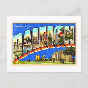 Raleigh North Carolina NC Large Letter Briefkaart