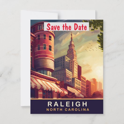 Raleigh, North Carolina Save The Date (Voorkant)