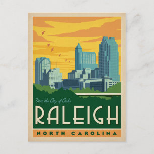 Raleigh, North Carolina Stad Oaks Briefkaart