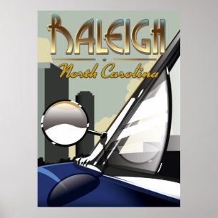 Raleigh North Carolina vintage auto poster