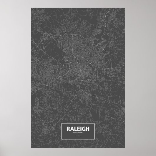 Raleigh, North Carolina (zwart wit) Poster (Voorkant)