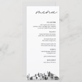 Raleigh Skyline Modern Mariage Dinner Menu (Devant / Derrière)