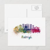 Raleigh V2 skyline in waterverf Briefkaart (Voorkant / Achterkant)