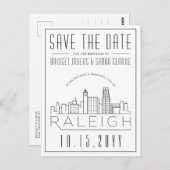 Raleigh Wedding | Gestileerde skyline De datum ops Briefkaart (Voorkant / Achterkant)