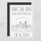 Raleigh Wedding | Gestileerde skyline De datum ops Kaart (Voorkant / Achterkant)