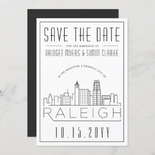 Raleigh Wedding   Gestileerde skyline De datum ops Kaart