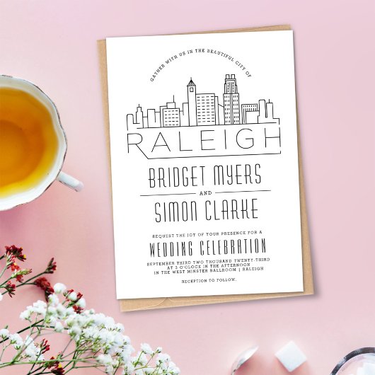 Raleigh Wedding | Gestileerde Skyline uitnodiging