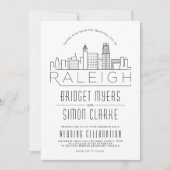Raleigh Wedding | Gestileerde Skyline uitnodiging (Voorkant)