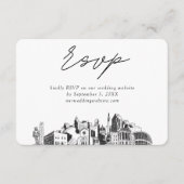 Raleigh Wedding Minimalistische Schets RSVP Informatiekaartje (Voorkant)