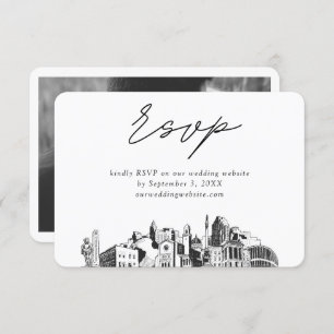 Raleigh Wedding Minimalistische Schets RSVP Informatiekaartje